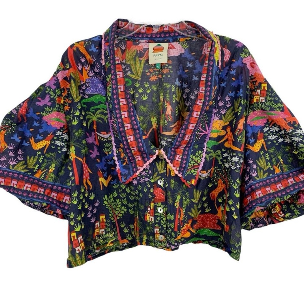 Farm Rio Colorful Patterned Blouse